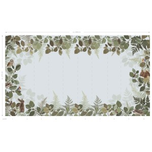 ESTAhome Fototapete Waldtiere in Grün/Braun, 5x2,79m. Kinderzimmer Tapete mit Waldmotiven: Eule, Hase, Eichhörnchen.