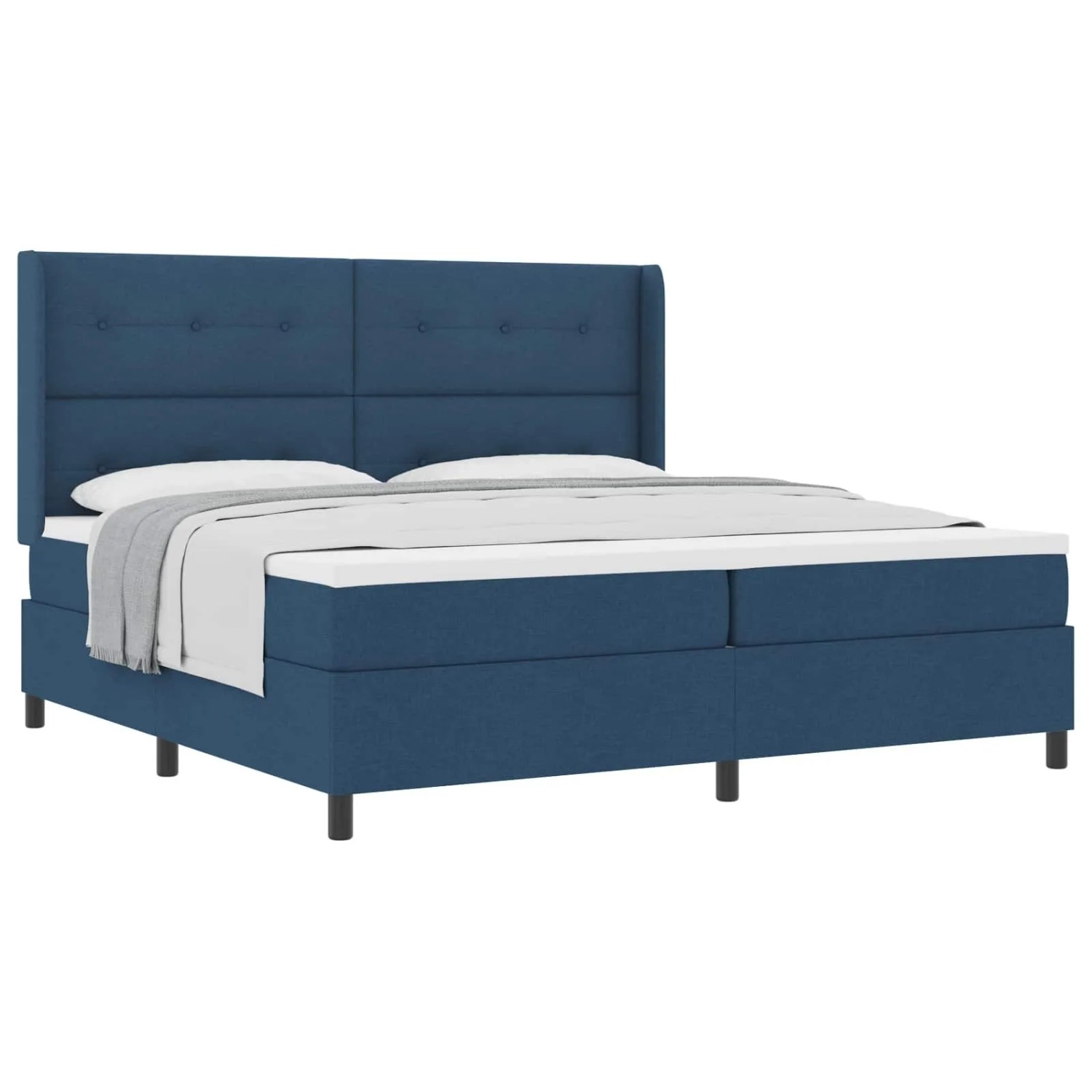 vidaXL Boxspringbett mit Matratze mit Kopfteil Blau 200 x 200 cm Stoff 3341671
