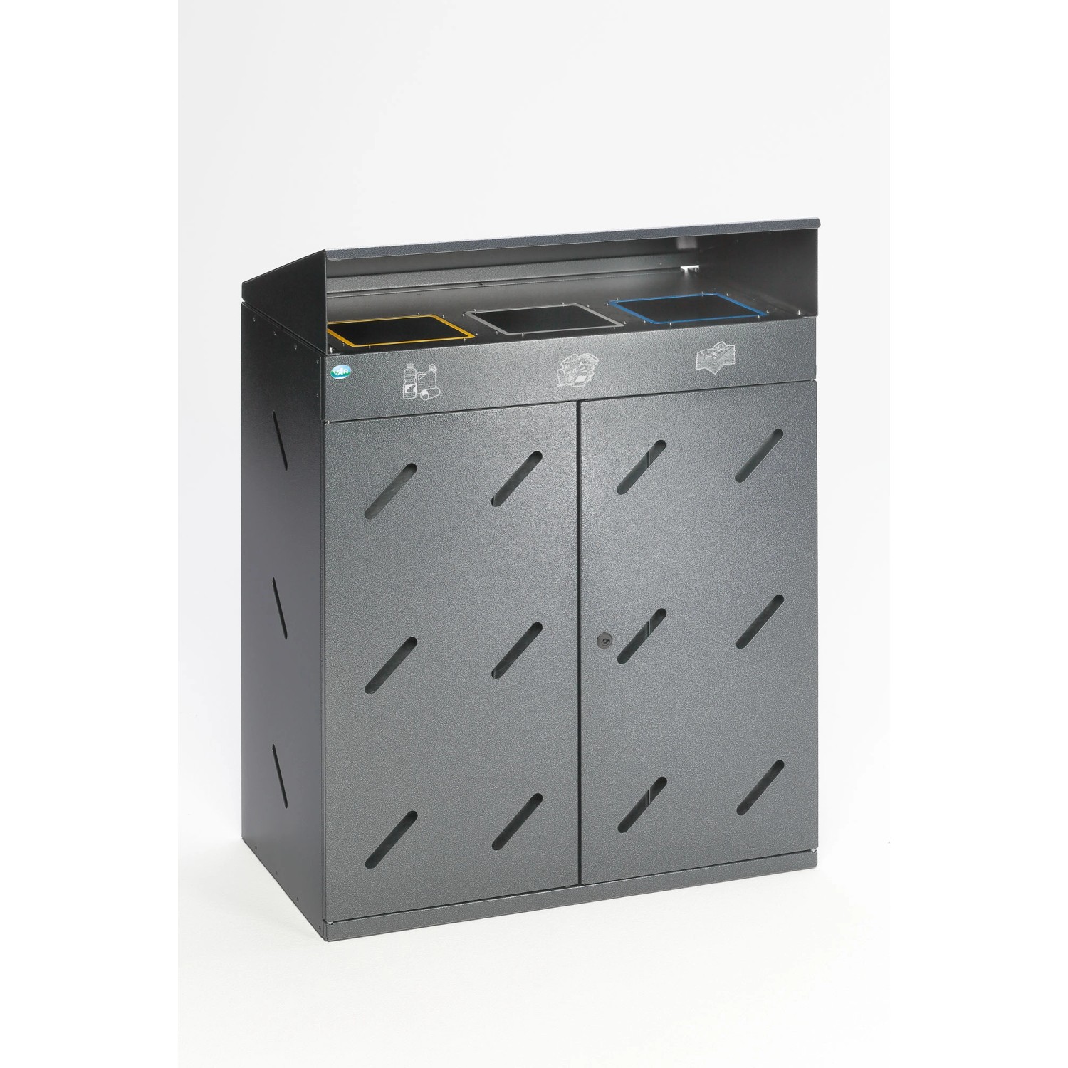 PROREGAL Robuste Wertstoffsammlstation 3 Fach Einwurf 300 Liter HxBxT 118,5 günstig online kaufen