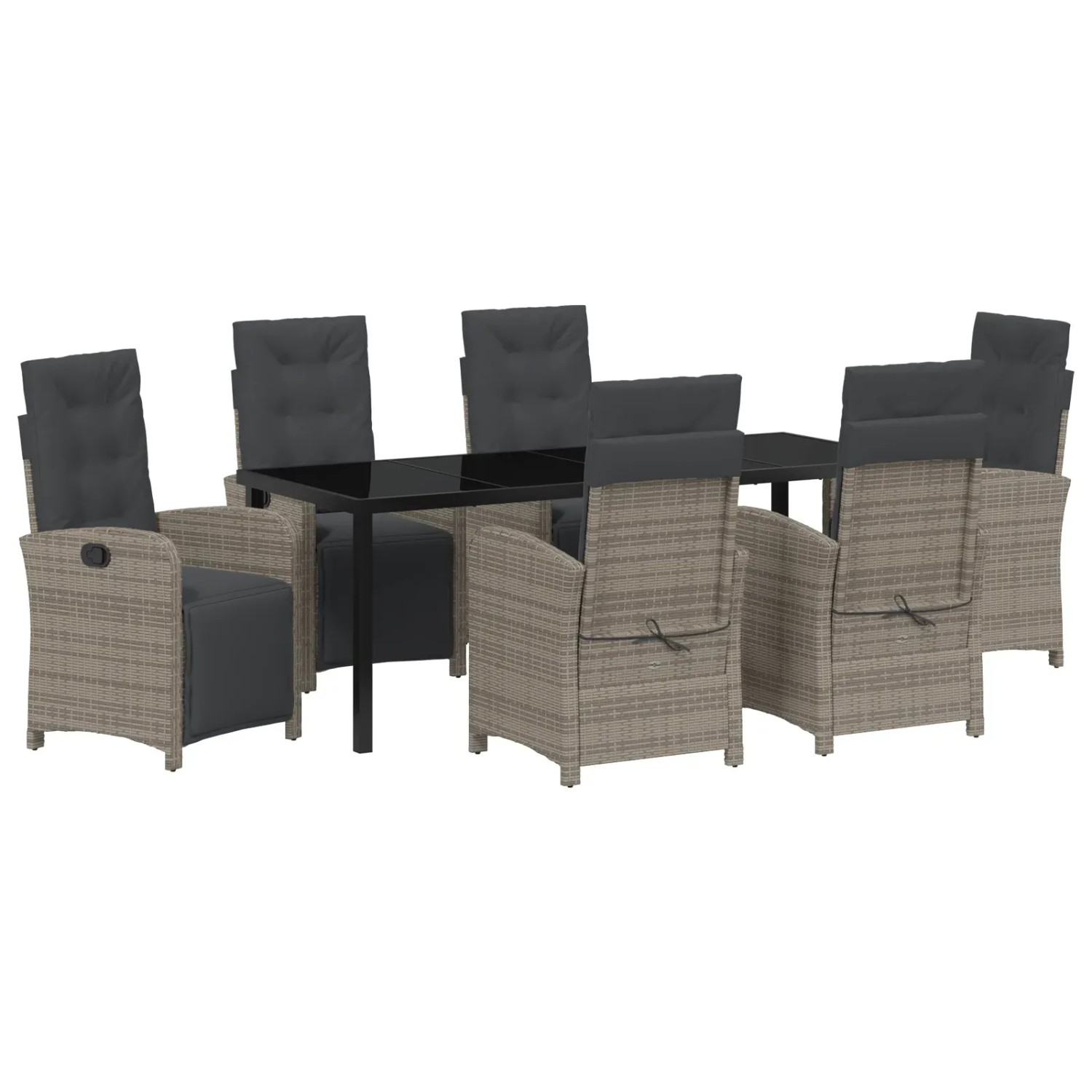 vidaXL Garten Essgruppe 7-Tlg Grau Poly Rattan 3380328