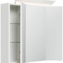 Posseik Spiegelschrank, 70 cm, weiß hochglanz, mit LED-Lampe und Glasböden.