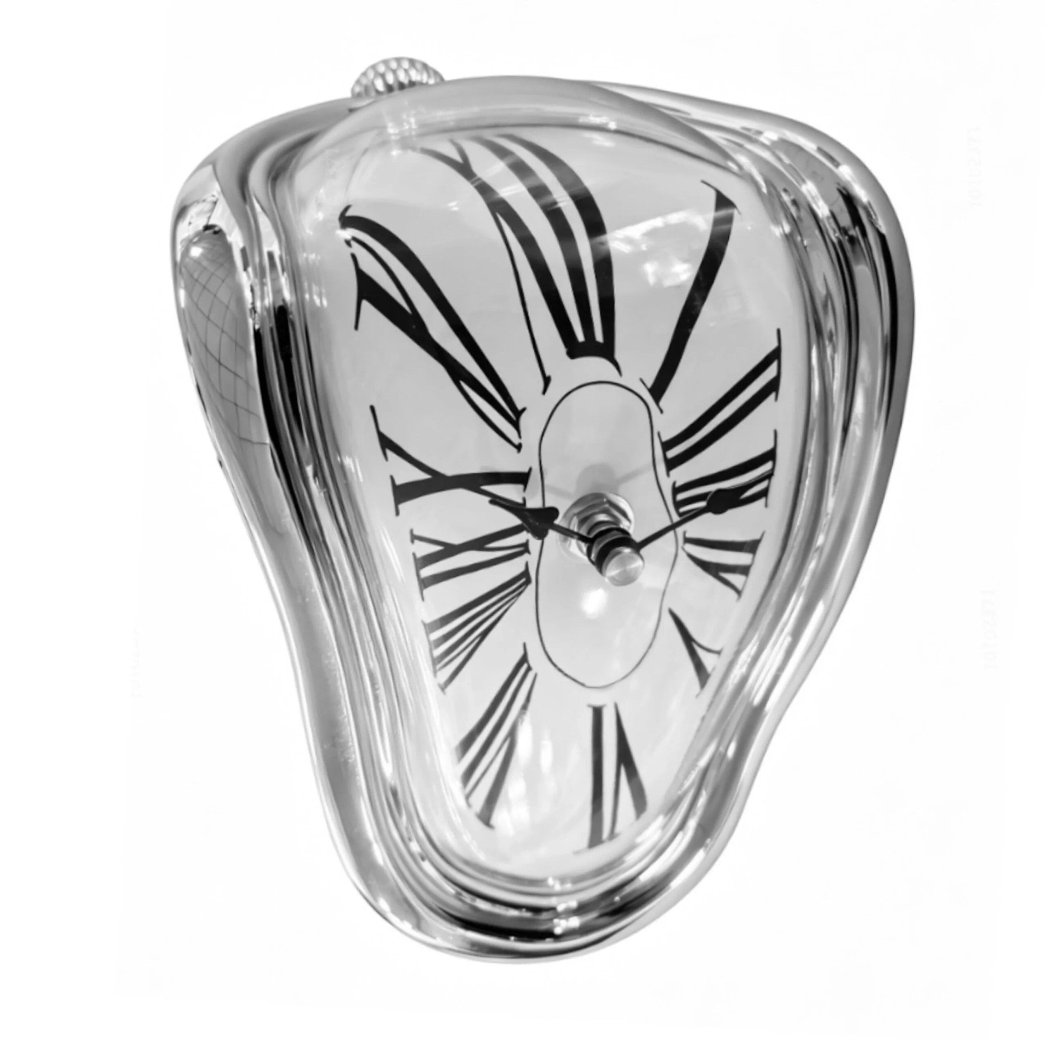 Relaxdays Wanduhr ABS Polystyrol Silber Surreal Batteriebetrieben