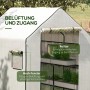 Weiße Gewächshausfolie mit aufrollbarer Tür und Fenster für gute Belüftung.