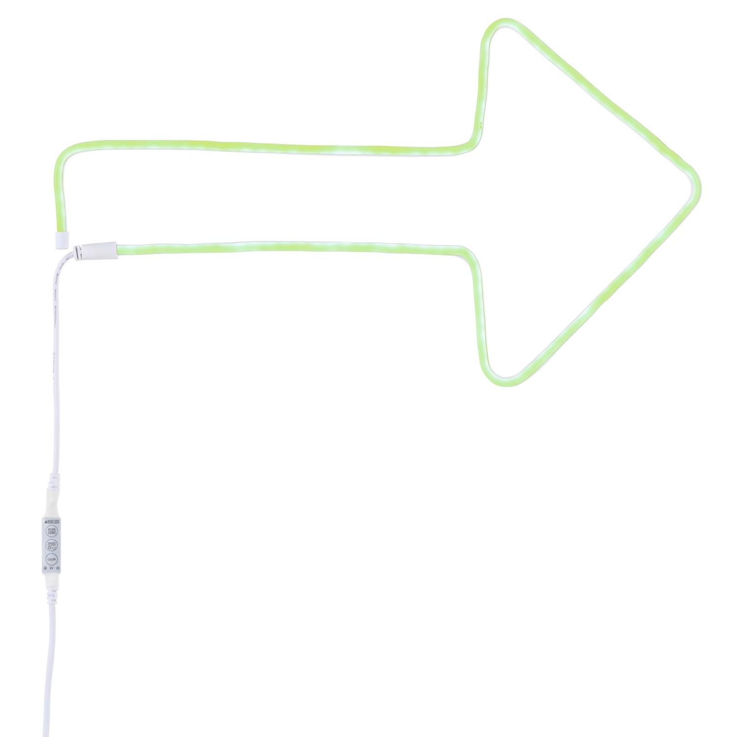 Grüner Paulmann Neon Colorflex LED-Streifen in Pfeilform mit USB-Anschluss.