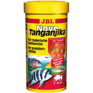 JBL Novo Tanganjika Flockenfutter für räuberische Buntbarsche, 250ml Dose.
