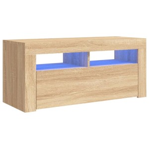 VidaXL TV-Schrank mit LED, Sonoma-Eiche, 90x35x40 cm. Modernes Lowboard für Wohnzimmer.