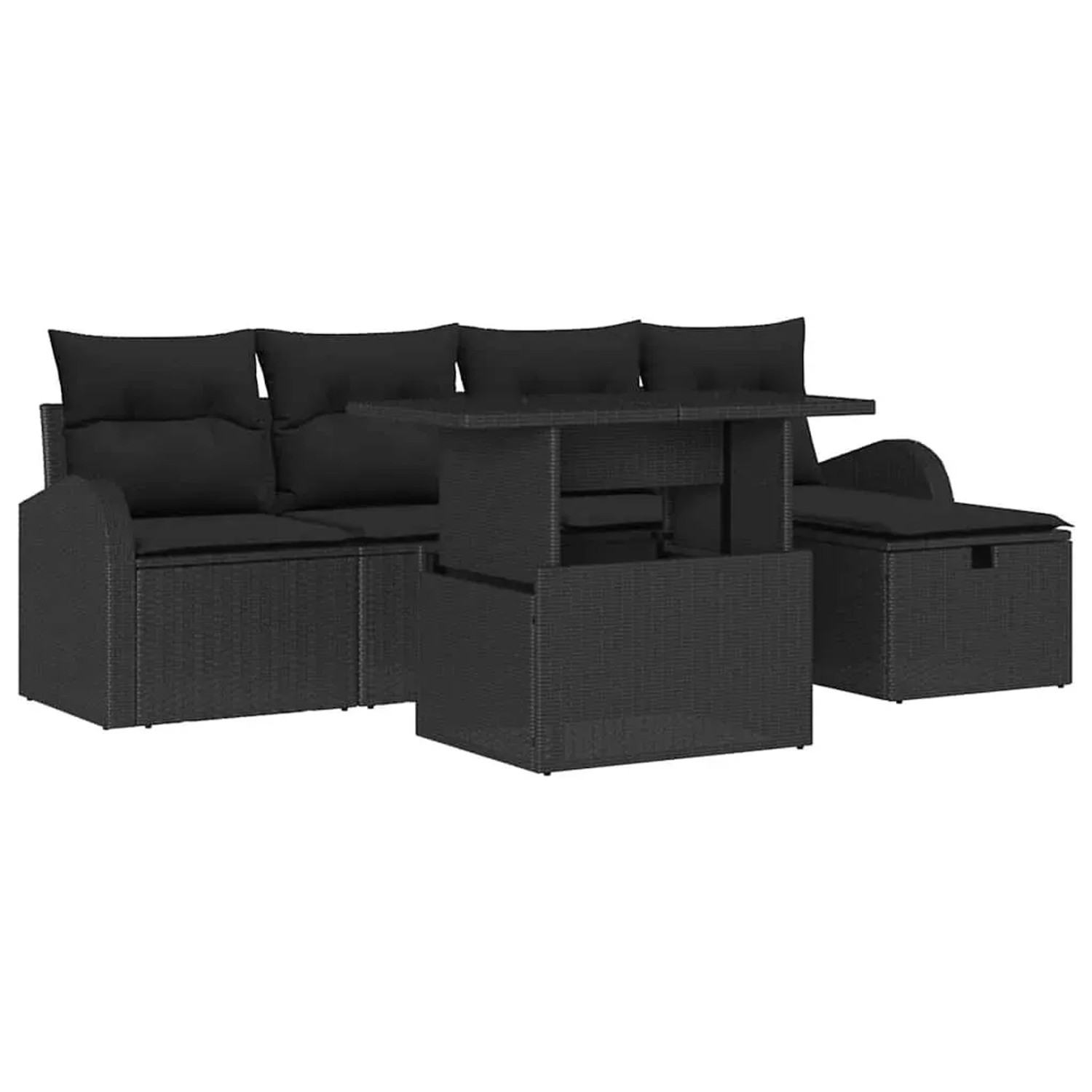 vidaXL Garten-Sofa-Set mit Kissen 6-Tlg Schwarz Poly Rattan 3359750 günstig online kaufen