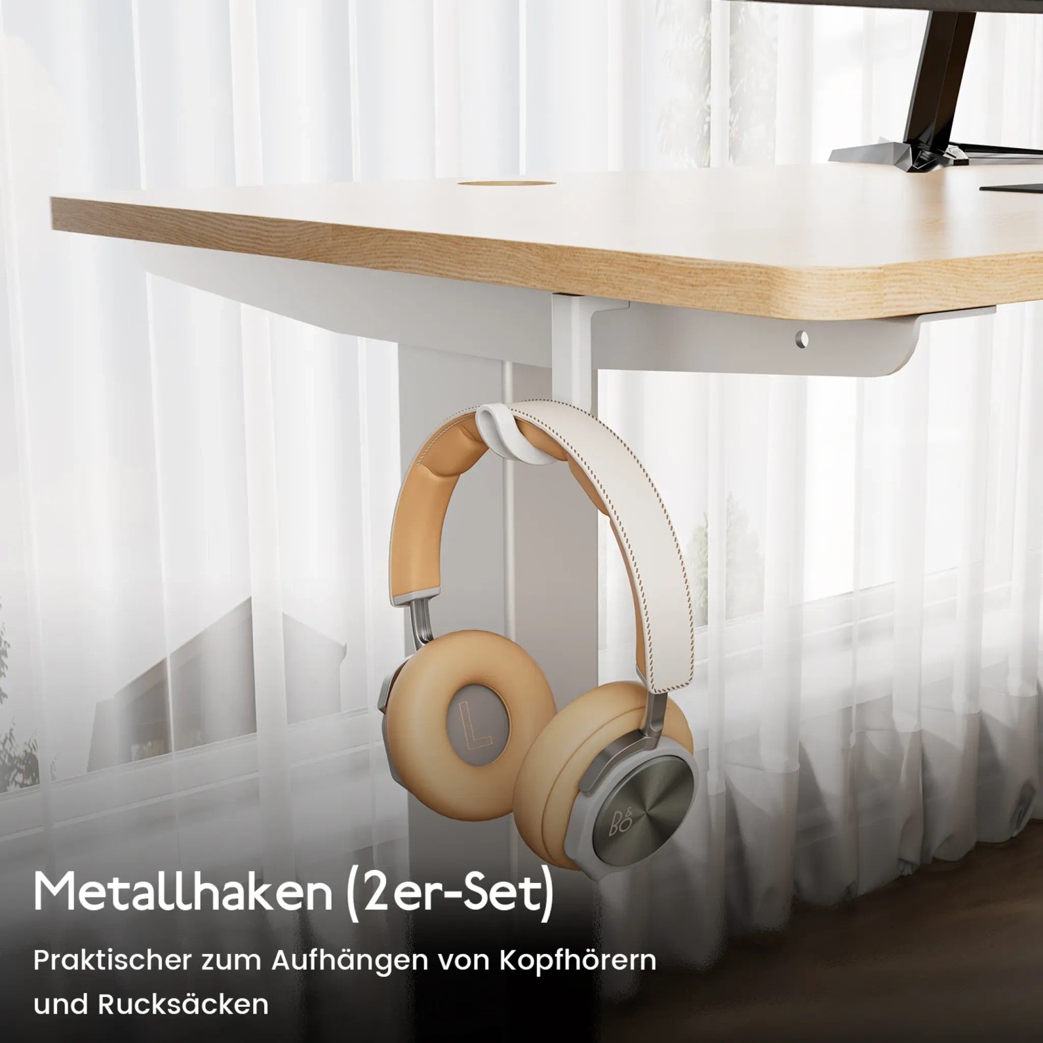 HOMAVO Elektrisch Höhenverstellbarer Schreibtisch 160x80cm mit Memory Funktion Anti Kollisions System Sitzerinnerung Naturholzfarbe_4