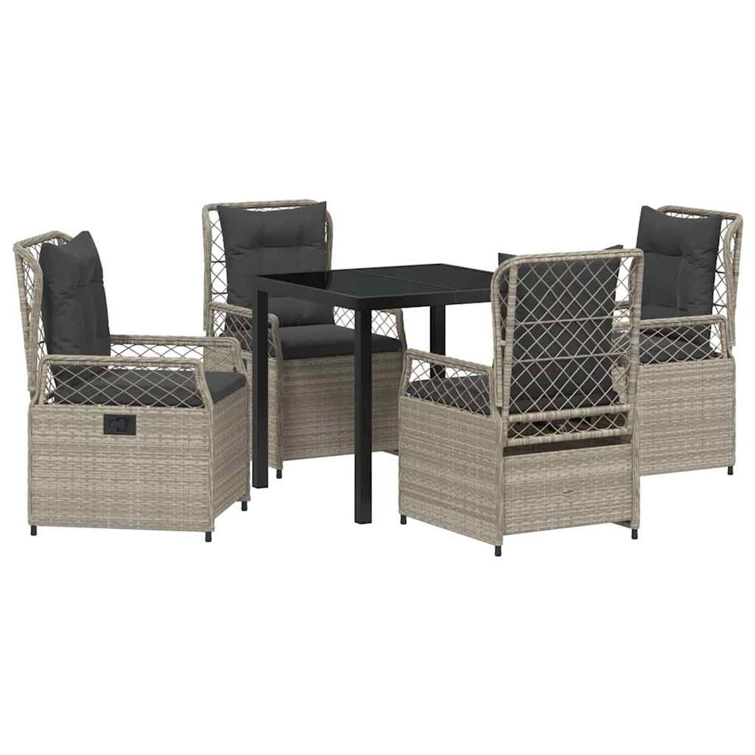 vidaXL Garten Essgruppe 5-Tlg Hellgrau Poly Rattan 3381017 günstig online kaufen