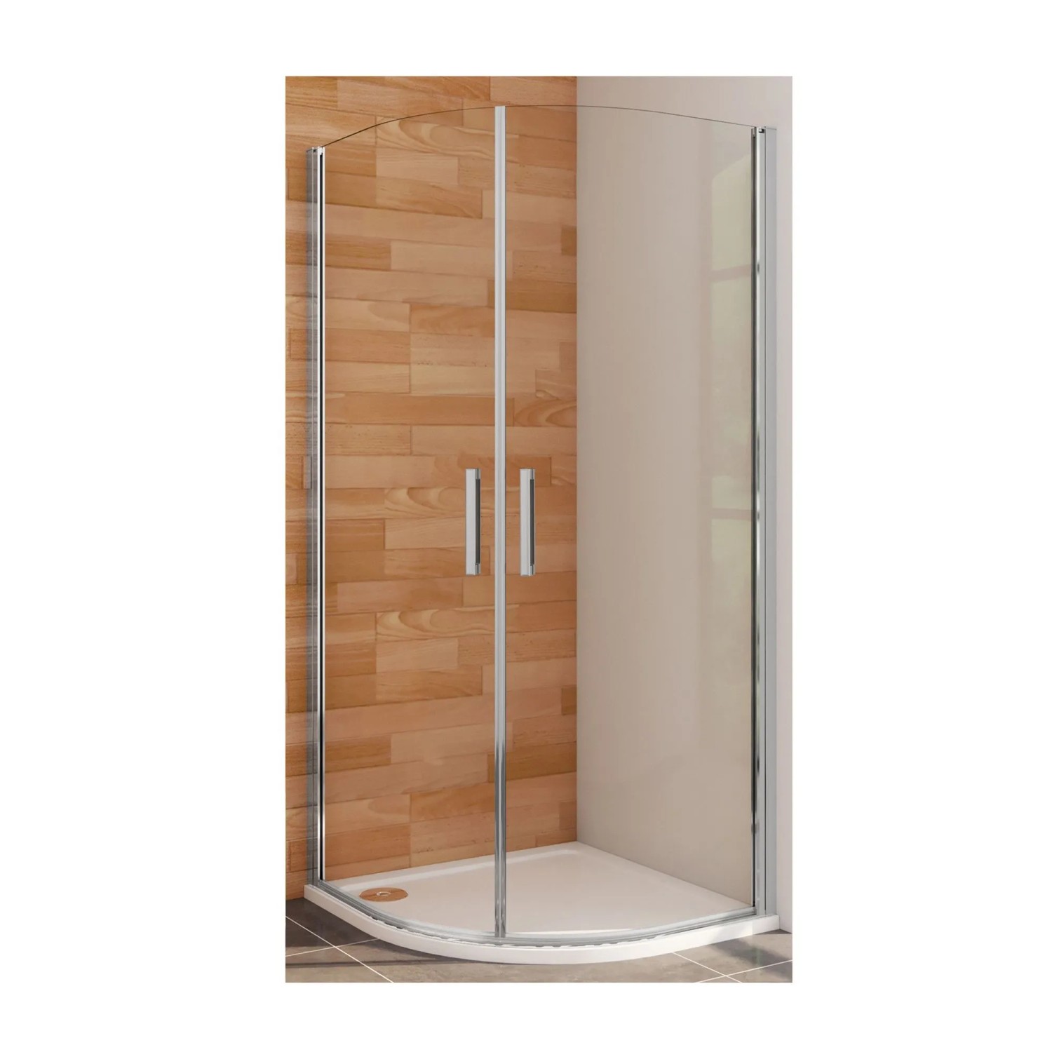 Duschparadies Duschkabine Viertelkreis 90 x 90 x 195cm Runddusche Duschabtrennung 6mm Nano Glas ESG Walkin Dusche Typ PHX