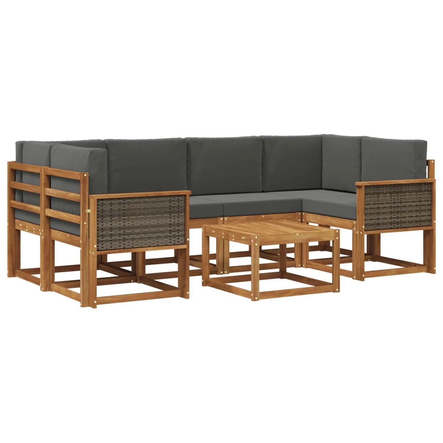 vidaXL Outdoor-Sofagarnitur mit Kissen 5 Stk Natur und Anthrazit 3385028