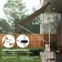 Beige Outsunny Klemmmarkise aus Aluminium und Stahl, flexibel einstellbar von 0-90 Grad.