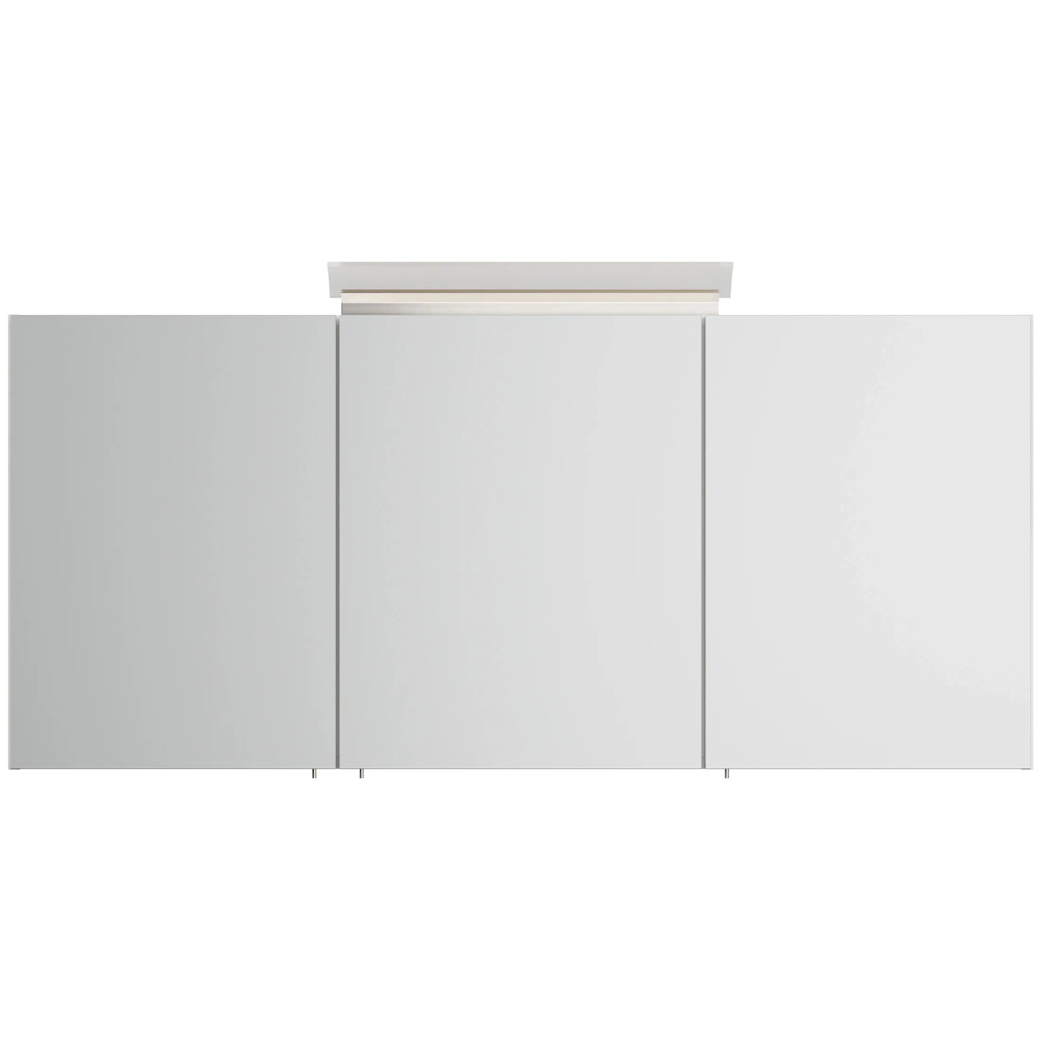 Posseik Spiegelschrank 140 cm, weiß hochglanz, mit LED-Lampe und Glasböden.