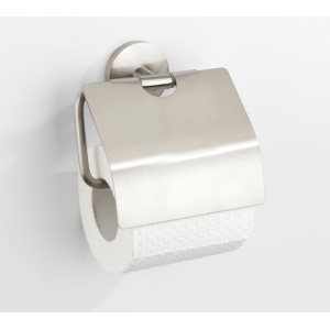 Wenko Toilettenpapierhalter Cuba mit Deckel, Zinkdruckguss, mattiert, zur Wandmontage.