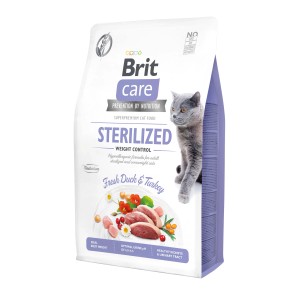 Brit Care Katzen-Trockenfutter Adult Ster. Weight Control, Ente & Truthahn, 2kg.