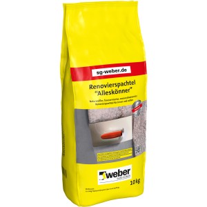 Gelber Sack Weber Renovierspachtel Alleskönner Filzputz/Feinputz 10kg. Geeignet zum Kleben, Spachteln und Abfilzen.