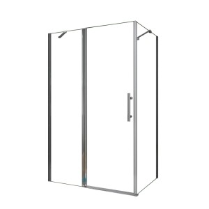 AICA Eckdusche 120x90cm mit klarer Pendeltür aus 6mm ESG Glas und Chromprofilen für Badezimmer.