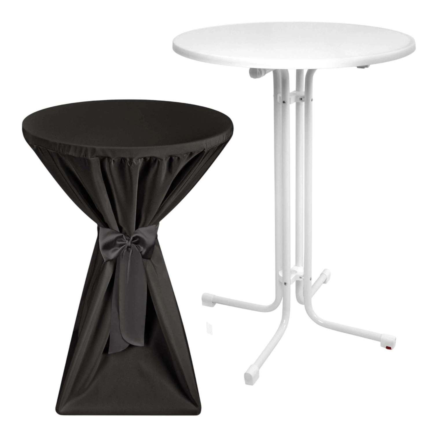 Beautissu Sylt Stehtisch Ø 80cm Weiß mit Premium Stehtischhusse Ø 80cm Schw günstig online kaufen