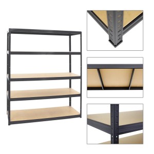 Schwarzes PROREGAL Schwerlastregal Giant Elephant mit 5 MDF-Fachböden, 180x150x60 cm.