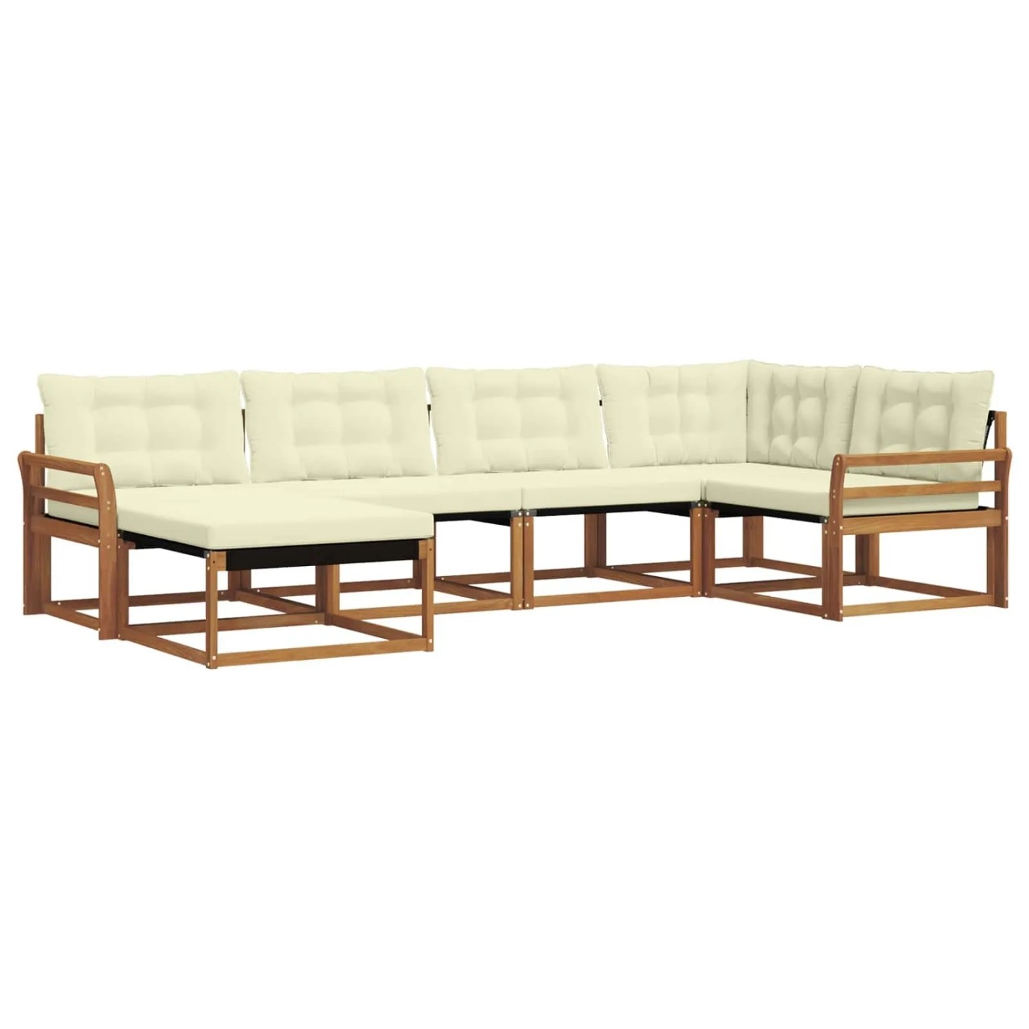 vidaXL Outdoor-Sofagarnitur 18-Tlg Natur und Creme Massivholz Akazie 3369625