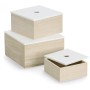 Zeller Aufbewahrungsboxen-Set, 3-teilig, Holz, weiß und natur, 24x24x14 cm.