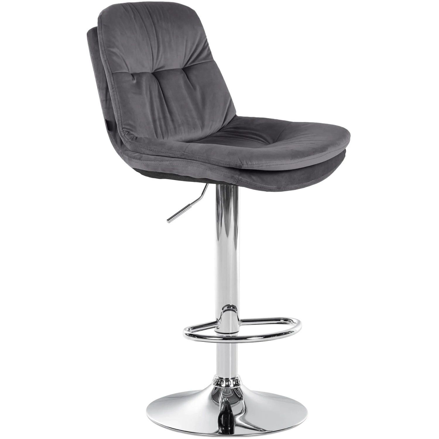 DELUKE Barhocker MITUN Samt Dunkelgrau 46x54x94cm Silber Barstuhl Höhenverstellbar Mit Lehne Drehbar Tresenhocker Tresenstuhl