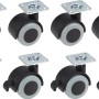 8-teiliges Set Parkettrollen Ø 40 mm mit Feststeller und weicher Lauffläche.