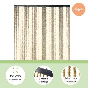 Kobolo Türvorhang COFFEE, Perlenvorhang 100x210cm, 50 Stränge, Dekoartikel für stilvolle Raumgestaltung.