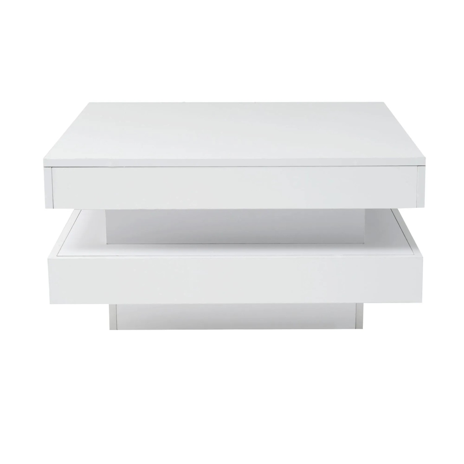okwish Couchtisch mit 16-Farbiger LED-Beleuchtung Quadratisch 70 × 70 cm Weiß