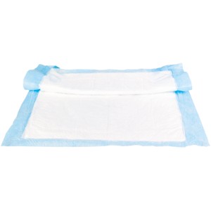 Jollypaw Welpenunterlage, 7 Stück, 40x60 cm. Saugfähige, weiße Unterlage mit blauem Rand.
