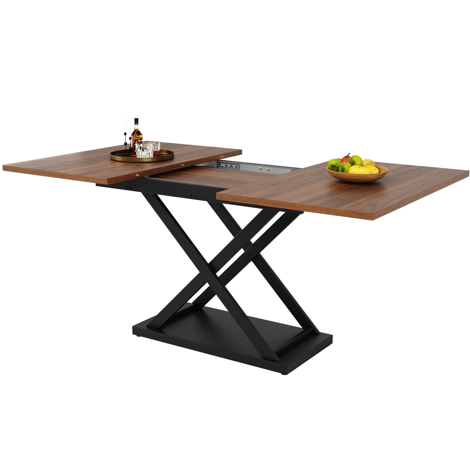 okwish Esstisch Ausziehbarer für Küche und Wohnzimmer 160 × 80 cm Walnussfarben