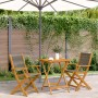 vidaXL Bistro-Set, 3-teilig, grau. Gartenmöbel aus Akazienholz mit Klapptisch und Stühlen.