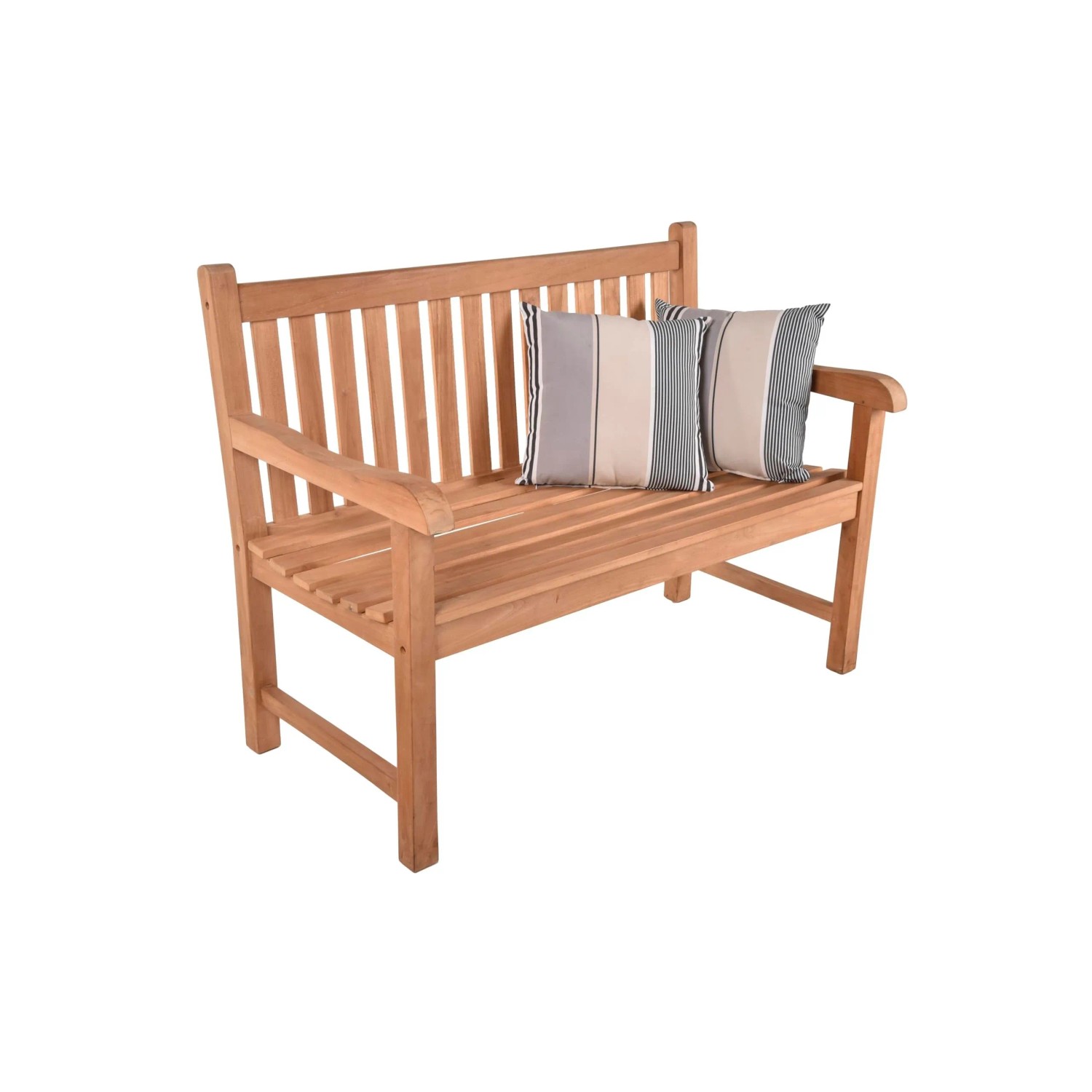 DELUKE Gartenbank MARCEL 2-Sitzer 122cm Breit Teak Hellbraun Terrassenbank Wetterfest Sitzbank Outdoor Bank