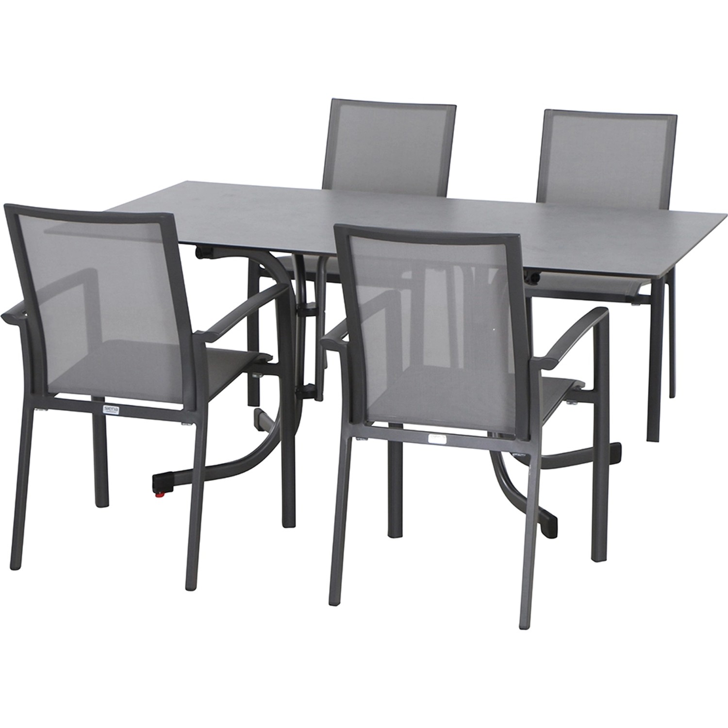 Siena Garden Dining-Set Velia 5-teilig 4 x Sessel 1 x Klapptisch