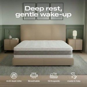 The White Stone Matratze 160x200, hohe Festigkeit, Made in Italy. Matratze im Schlafzimmer.