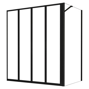 AICA Badewanneaufsatz, 90x140cm, schwarz, faltbar mit 75cm Seitewand, 4mm ESG Sicherheitsglas