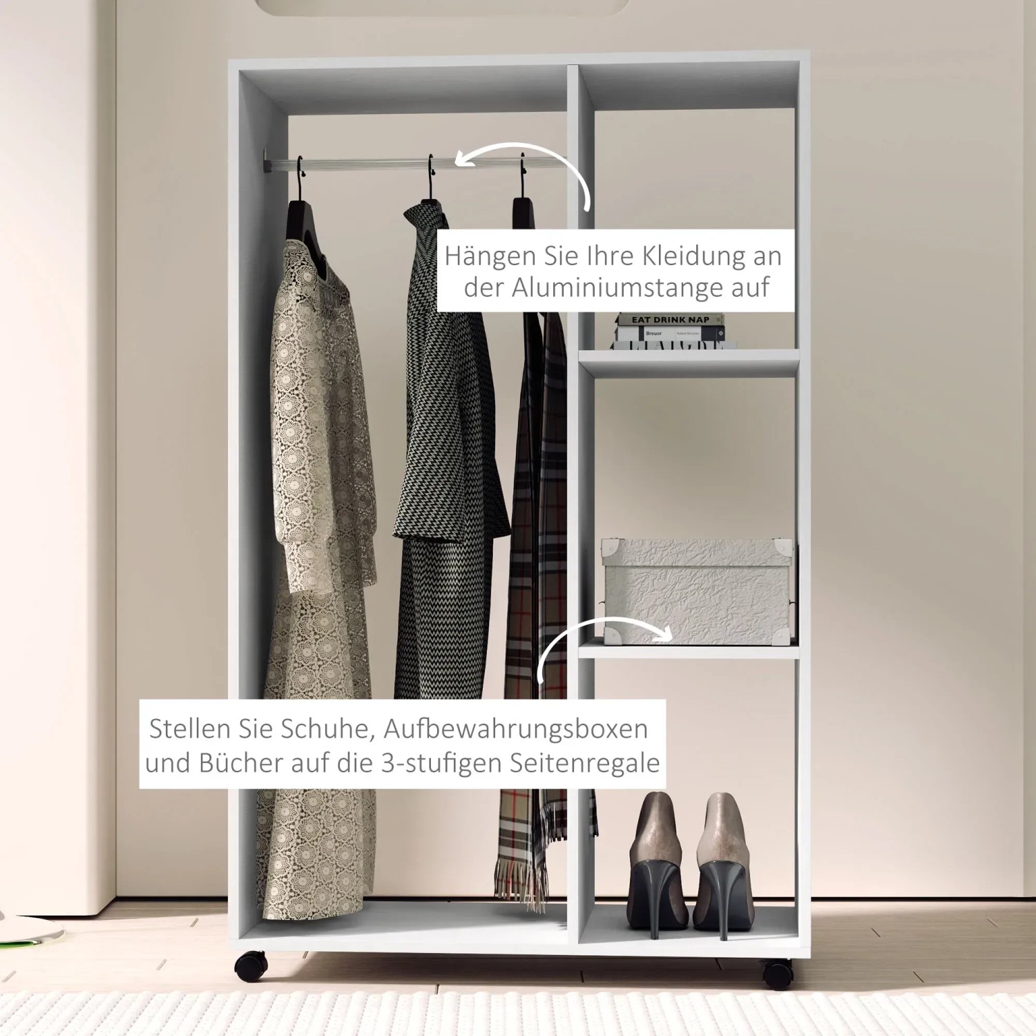 HOMCOM Offener Kleiderschrank Weiß 80 x 40 x 128 cm kaufen bei OBI