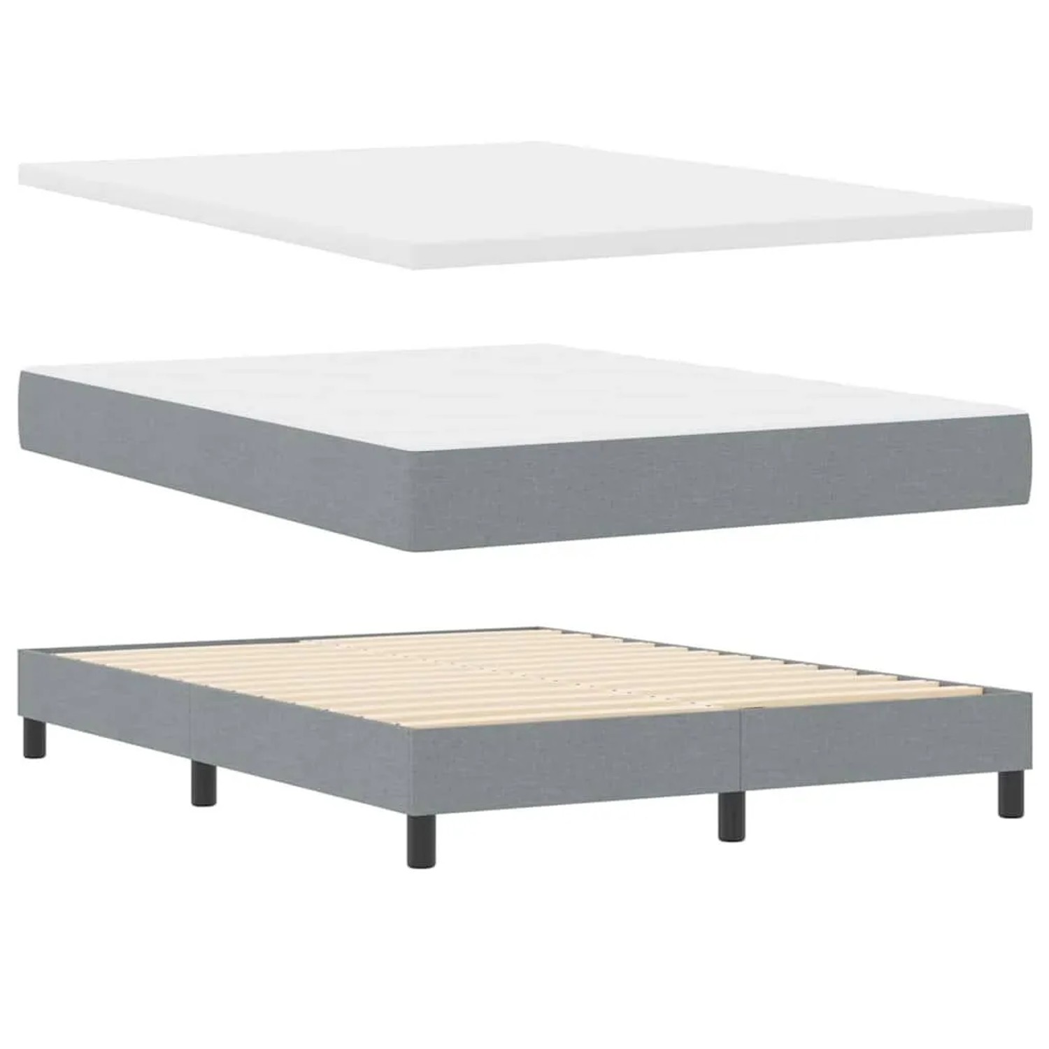 vidaXL Boxspringbett mit Matratze Hellgrau 140 x 190 cm Stoff 3340080