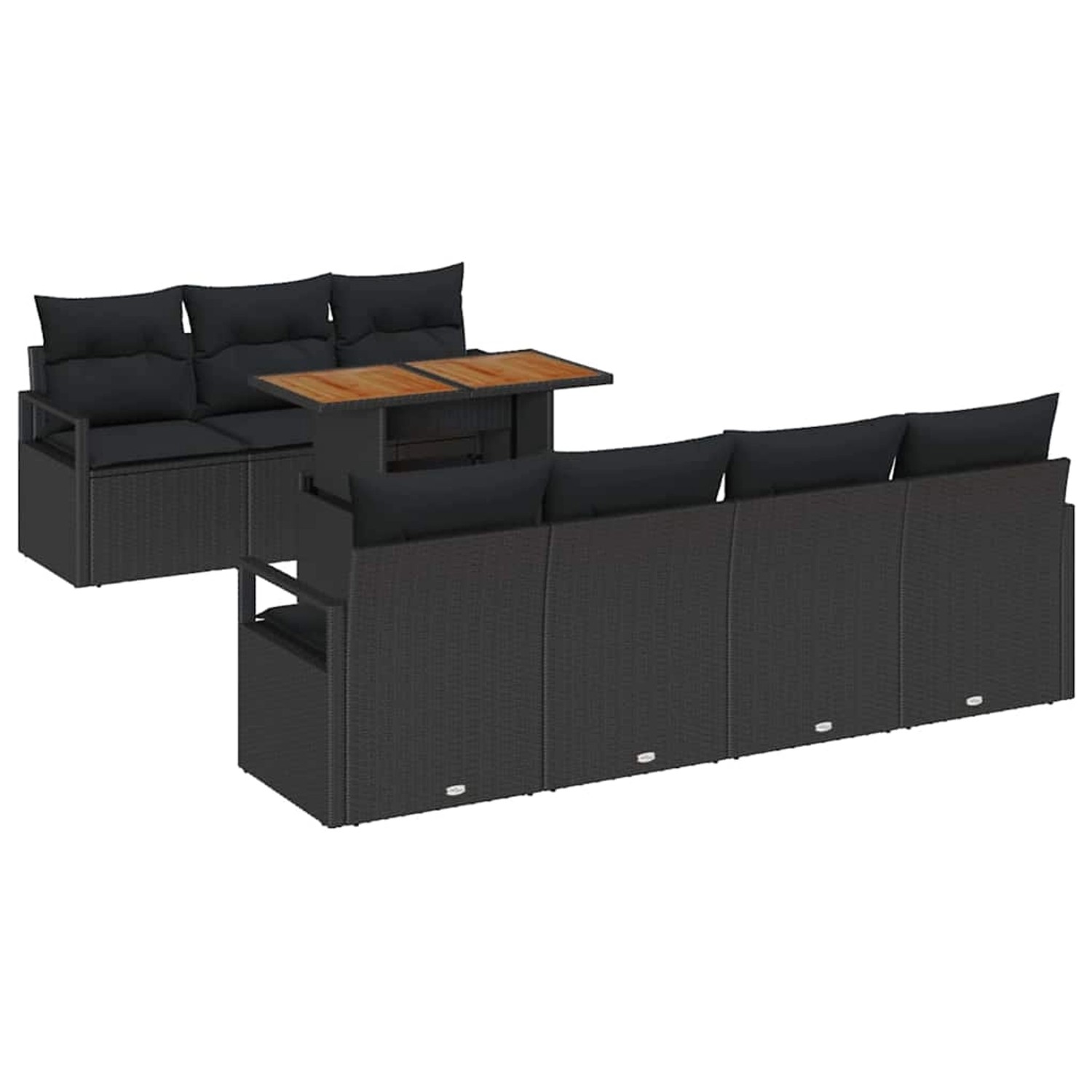 vidaXL Garten-Sofa-Set mit Speicher 8-Tlg Schwarz Poly Rattan 3358410 günstig online kaufen
