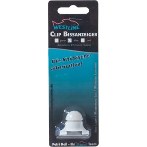Westline Clip Bissanzeiger in Blau, zur einfachen Montage an der Rutenspitze.