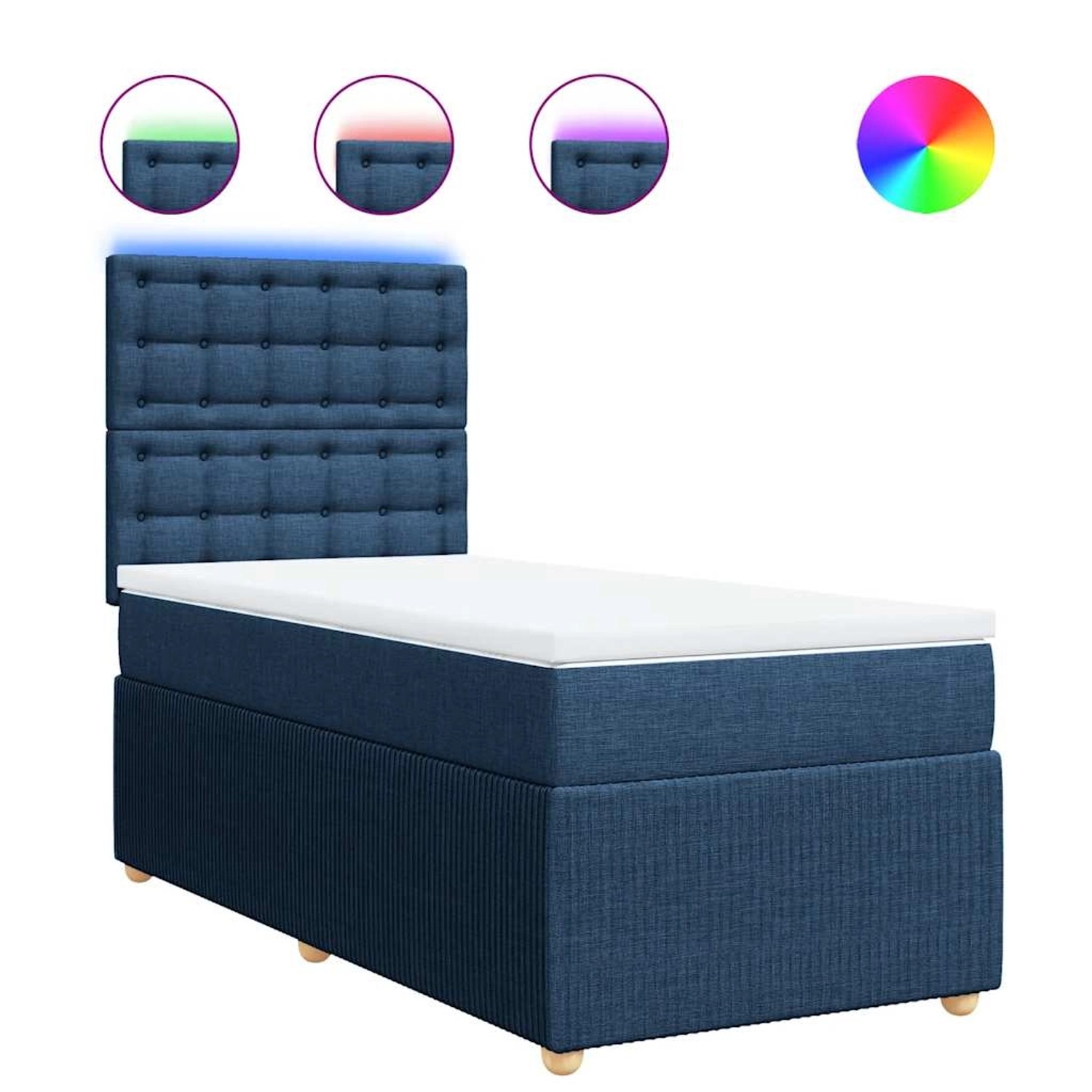 vidaXL Boxspringbett mit Matratze Blau 80x200 cm Stoff 3294203 günstig online kaufen