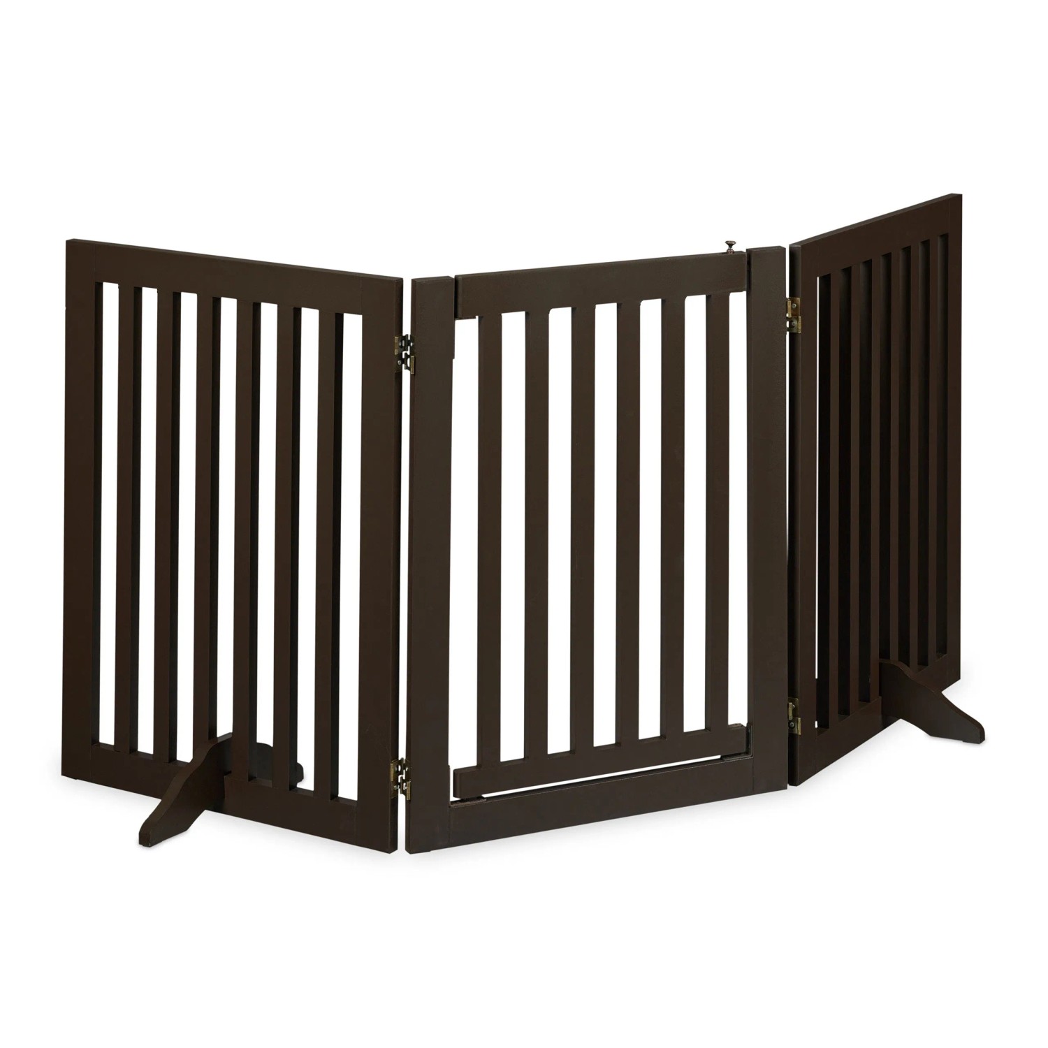 Relaxdays Absperrgitter MDF Braun Verstellbar Mit Tür Zusammenklappbar 70 cm x 154 cm x 30 cm 8,7 kg