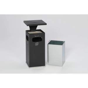 PROREGAL Kombiascher Mit Verstärktem Schutzdach 38 Liter HxBxT 91 x 39,5 x 39,5 cm Verzinkter Stahl Anthrazit