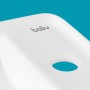 Detailaufnahme: Weißes baliv Davenport Waschbecken für Gäste-WC mit Hahnloch.