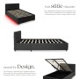 Tectake Polsterbett Sedona In Samtoptik Mit Steppmuster Indirekte Led Beleuchtung An Den Seiten 120 x 200 cm 215 x 129 x 83 cm Samtoptik Schwarz_3