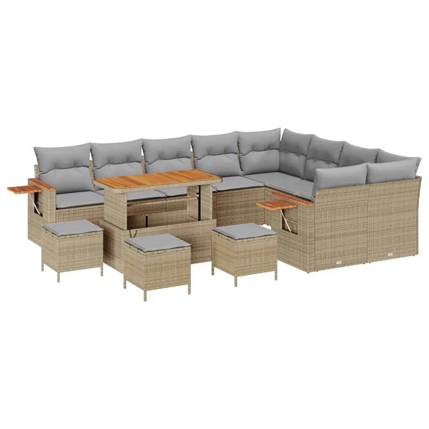 vidaXL Gartensofa-set mit Kissen 13-Tlg Beige und Hellgrau 3363222 günstig online kaufen