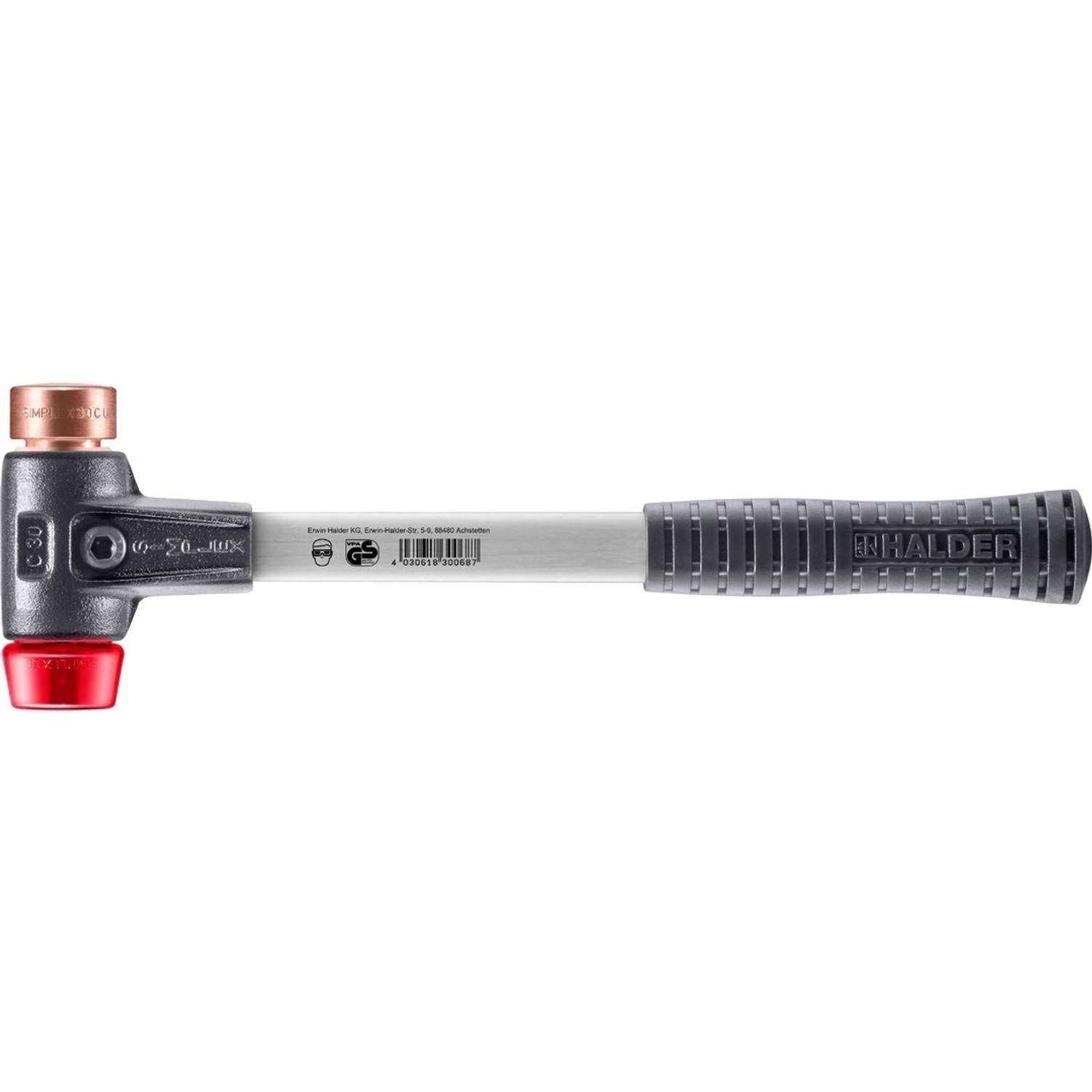 Halder Simplex Schonhammer Ø 30 mm Kupfer   Plastik Rot mit Verstärktem Tem günstig online kaufen