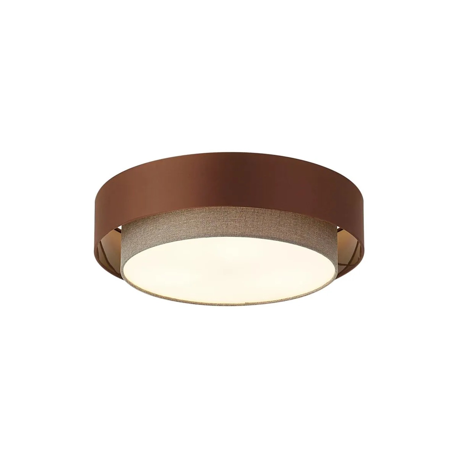 QAZQA Moderne Deckenleuchte DunkelBronze mit Taupe 50cm 3 Flammig Drum Duo