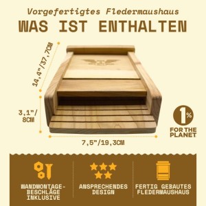 Wild Yard Fledermaushaus aus Zedernholz für bis zu 50 Fledermäuse. Kompakter Mückenschutz.