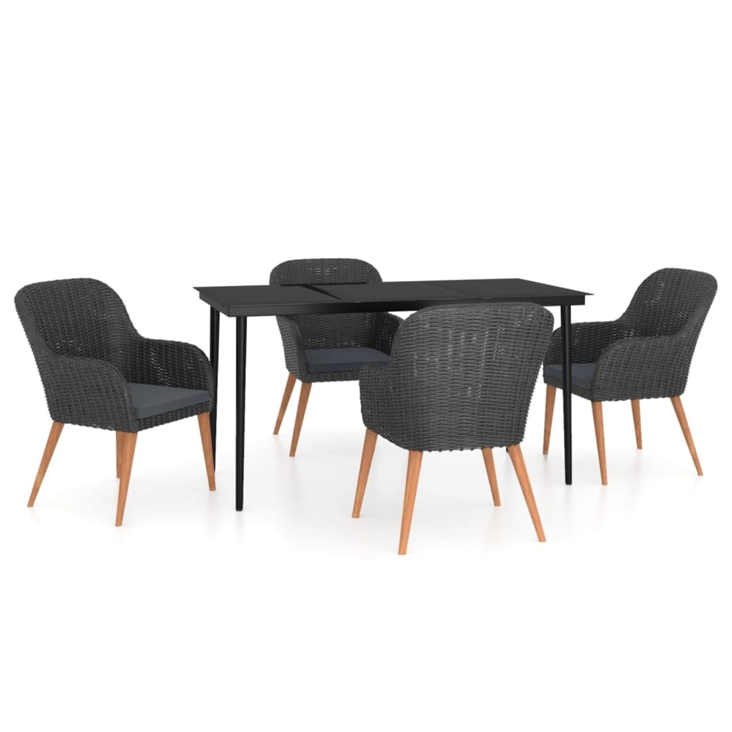 vidaXL 5-Tlg Garten-Essgruppe mit Kissen Schwarz 3099519
